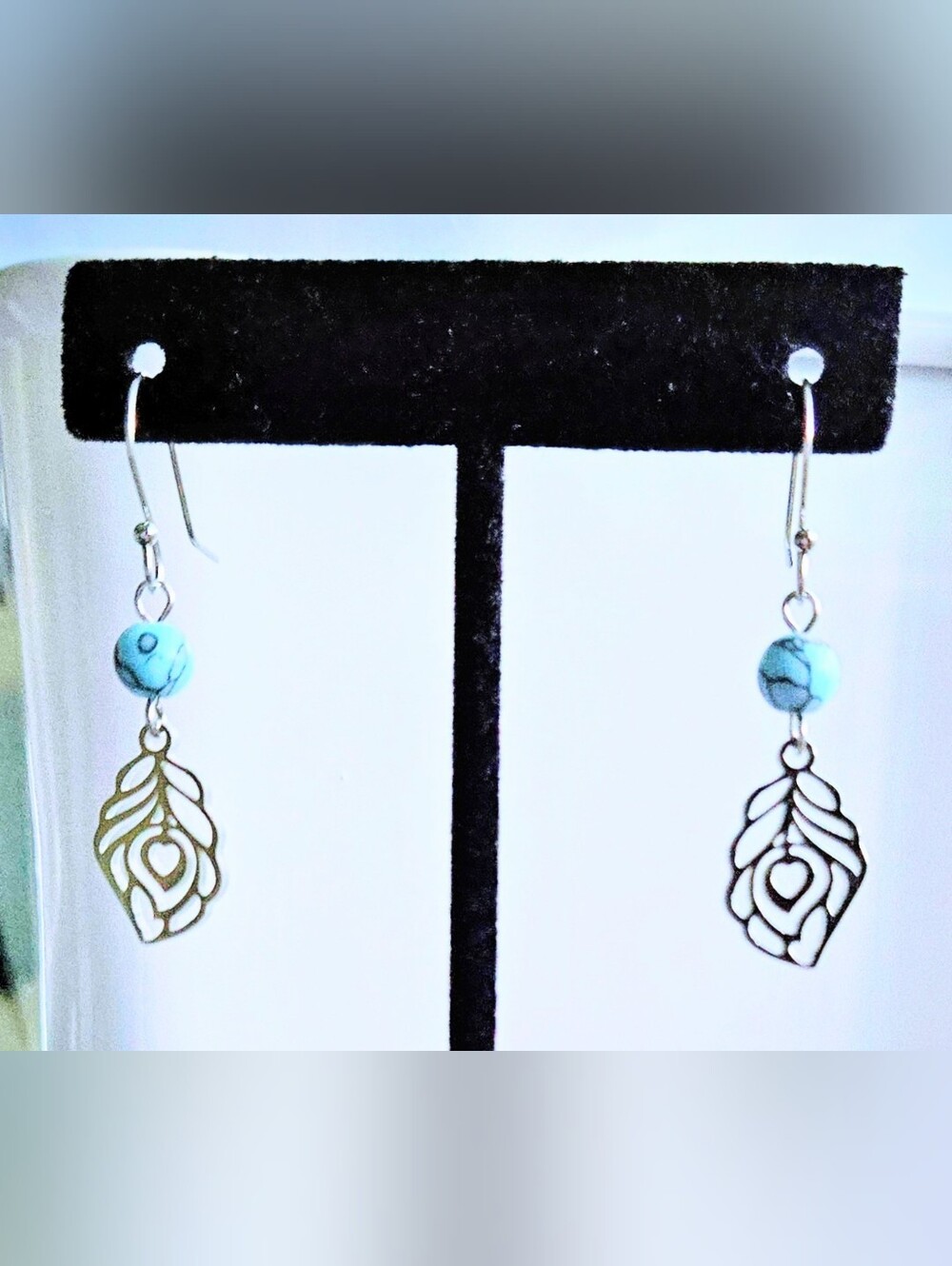 Turquoise Drop Filigree Dangle Earrings - Women Jewelry